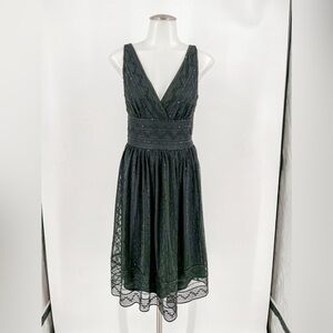 Maggy London Black Sequin Fit and Flare Black Dress